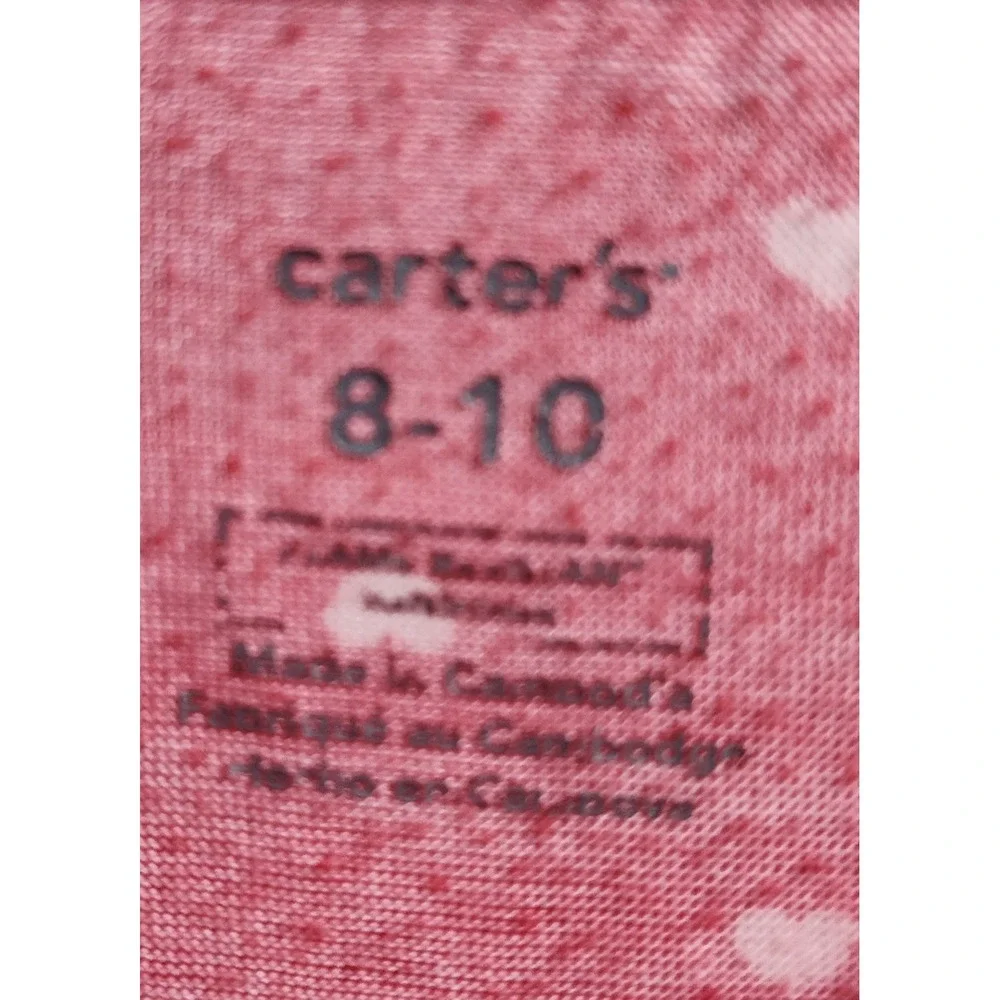 Carters Girls Red Heart Print LOVE Nightgown‎ Sleep Dress Size 8 10